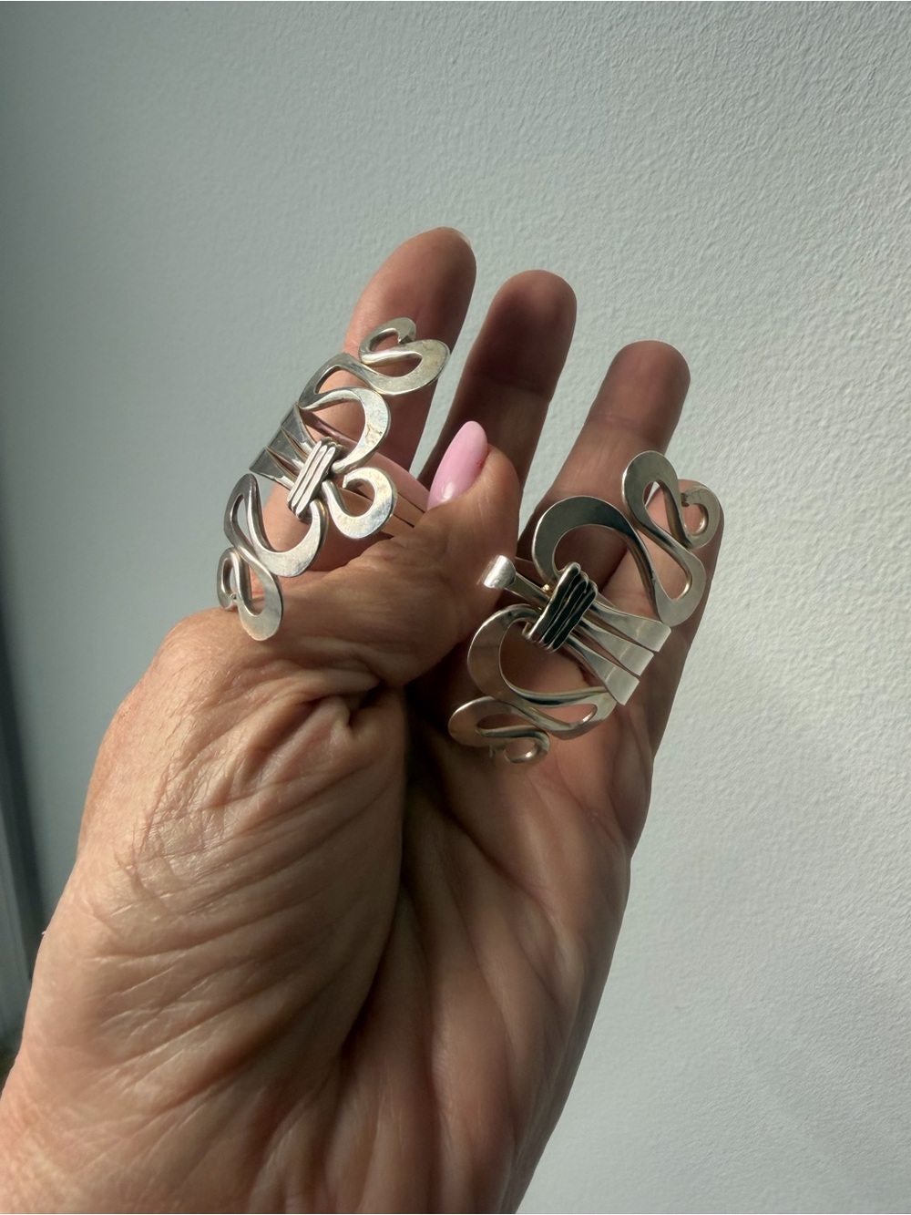 Double Fork Silver Plated Sculptural Cuff Bracelet - 7” - Picture 7 of 13
